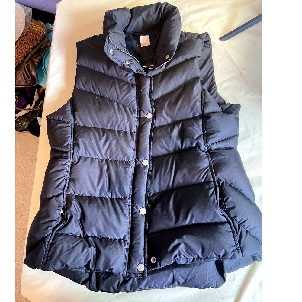 J.Crew Womens Black Chevron Quilted Down‎ Puffer Vest Size Large BN7388
